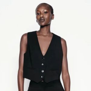 NWT ZARA Waist coat Vest Black XS